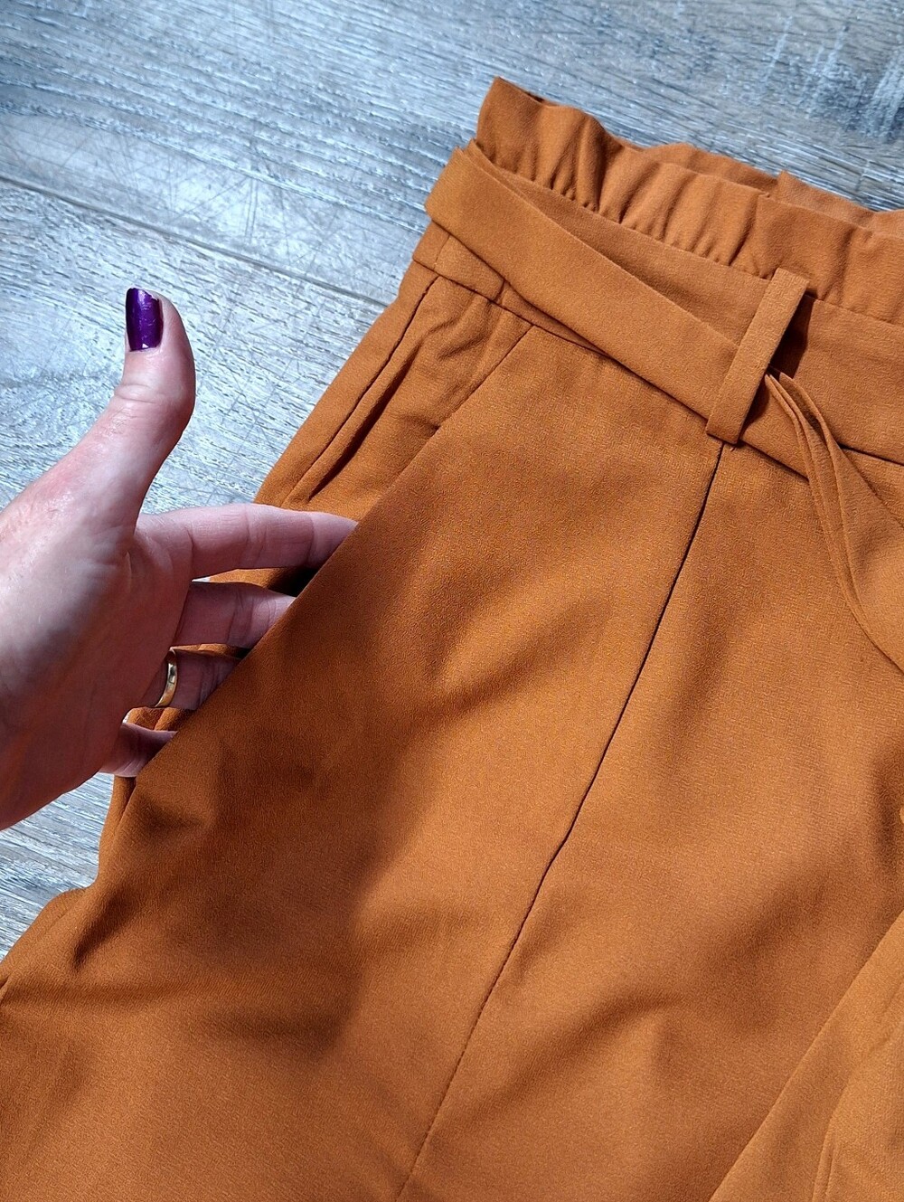 Lulus Burnt Orange Paper Bag Waist Pants, Size XL - Picture 5 of 10